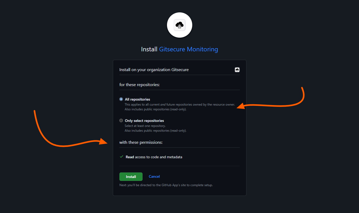 Select Repositories and Accept Permissions